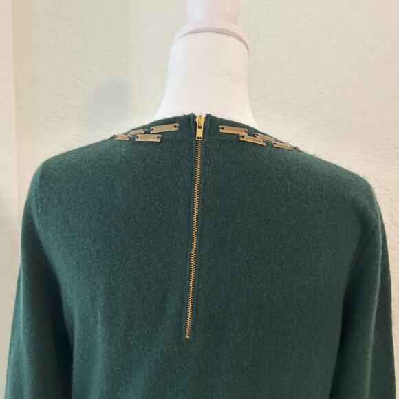 Nieman Marcus Forest Green Embellished 100% Cashmere Dress - Picture 6 of 7